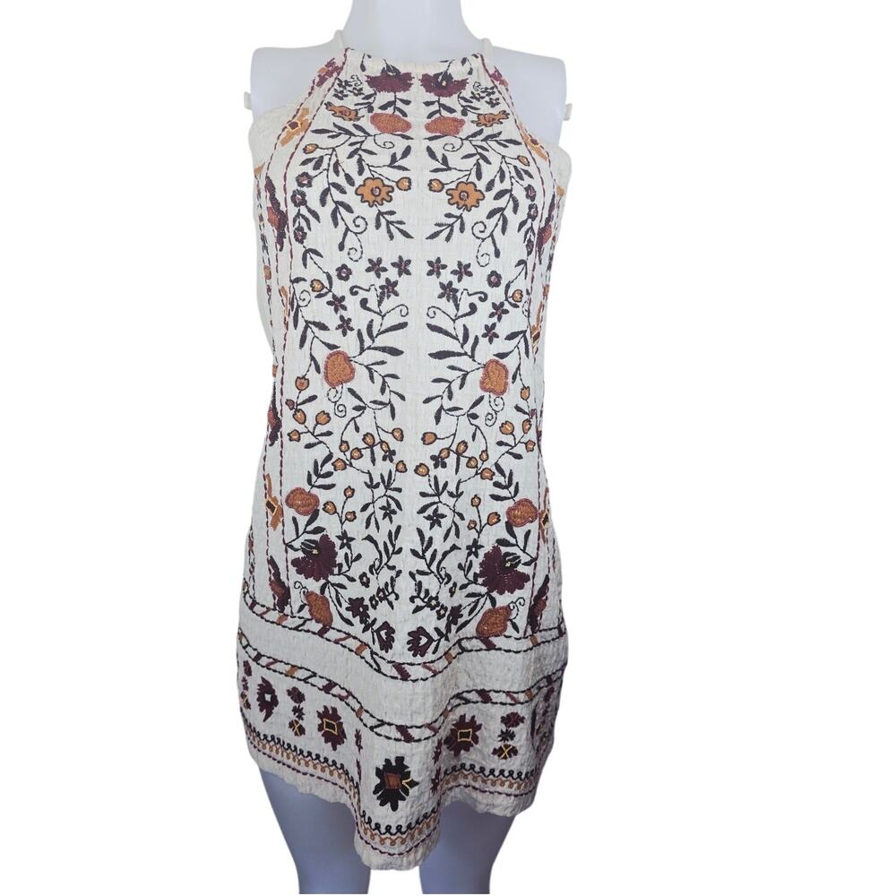 Zara Trafaluc Embroidered Beaded Tank Tunic Mini Women's Dress S